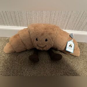 Jellycat Brown Croissant Plush with Smiley Face